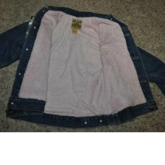 Mens Bear River Workwear Jacket Medium Blue Button Up Sherpa Lined Denim Jean - Picture 5 of 7